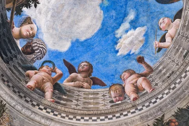 Balustrade avec une dame de cour, son serviteur noir et quelques putti, v. 1465-74