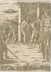 La Flagellation du Christ, avec le paysage en arrière-plan