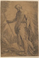 Un apôtre tenant un bâton face à gauche, vers 1540-60