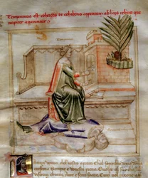 Allégorie de la Tempérance dans "Chansonne des sept vertus et des sept arts libéraux destinée à Bruzio Visconti"