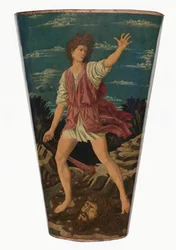 David avec la tête de Goliath, vers 1450-1455 (tempera sur cuir sur bois)