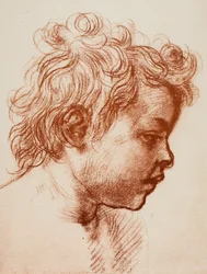 Étude pour la tête de Saint Jean (enfant) de la Sainte Famille, Galerie Palatine, Pitti; dessin d