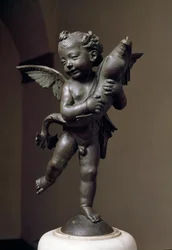 Amour avec dauphin, sculpture en bronze par Verrocchio