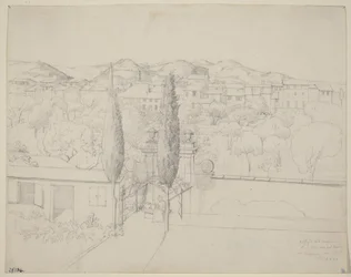 Vue de ma fenêtre, via valfonda à Florence (Gardens in Florence Seen from the Artist