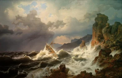 Une tempête en mer sur la côte norvégienne