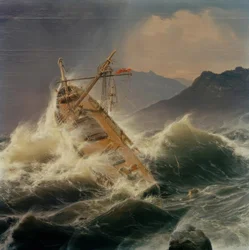 Une tempête en mer sur la côte norvégienne