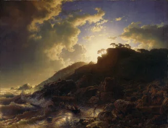 French: Coucher de soleil après une tempête sur la côte de la Sicile Sunset after a Storm on the Coast of Sicily