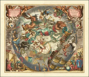 Carte céleste du ciel austral de 1660, illustrant les constellations de l