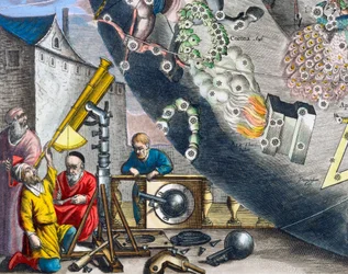 Astronomes regardant à travers un télescope, 1660-1661