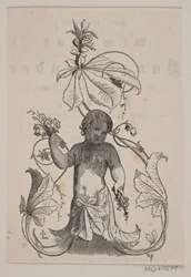 Génie avec des fleurs dans les mains