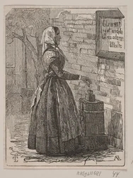 Donne volontiers! Une fille avec une boîte de charité