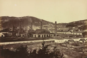 Usines sidérurgiques à Reschitza, vers 1860