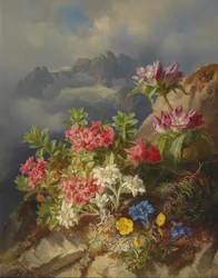 Nature morte aux fleurs des Alpes