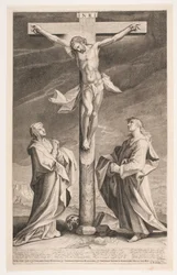Christ sur la croix entre Marie et Jean