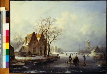 Patineurs dans un paysage d