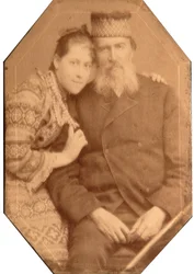 Portrait du poète Yakov Petrovich Polonsky (1820-1898) avec sa fille Natalia