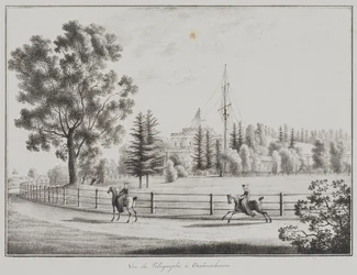 Vue du Pavillon de Toboggan et du Télégraphe à Oranienbaum, 1821-1822