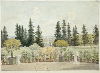Vue depuis la terrasse du palais Oranienbaum à Lomonossov