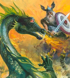 Scène de Beowulf (gouache sur papier)