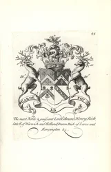 Blason et armoiries de Lord Edward Henry Rich, 7e Comte de Warwick et de Hollande, Baron Rich de Leeze et Kensington