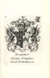 Blason et crête du très honorable George Compton, 6e Comte de Northampton