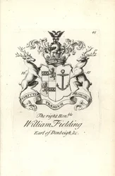 Blason et armoiries du très honorable William Fielding, 5e comte de Denbeigh