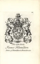 Blason et crête du très noble James Hamilton, 5e duc de Hamilton et Brandon