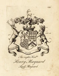 Blason du très honorable Henry Maynard, Lord Maynard, 4e baron Maynard, décédé en 1742