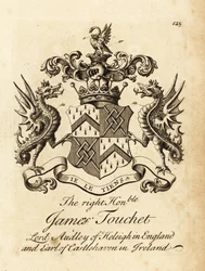 Blason du très honorable James Touchet, Lord Audley de Heleigh en Angleterre, 6e comte de Castlehaven en Irlande, décédé en 1740
