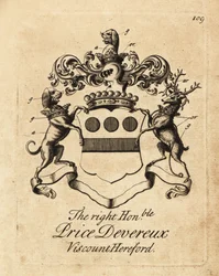 Blason du très honorable Price Devereux, 9e vicomte Hereford (1664-1740)