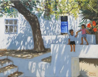 Porte bleue, Mykonos, Grèce, 2024 (huile sur toile)