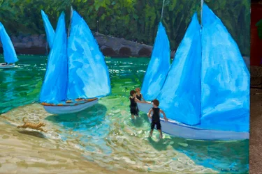 Voiles bleues, Looe, 2018