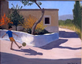 Garçon avec un ballon de football, Grèce