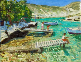 Pêche depuis le quai, Milos, Grèce