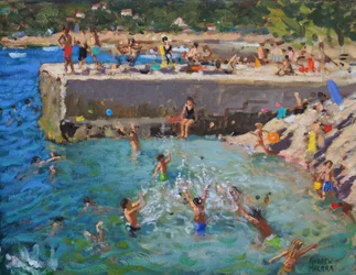 Amusement dans la mer, Rovinj, Croatie, 2016
