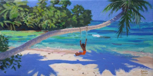 Fille sur une balançoire, Seychelles, 2015