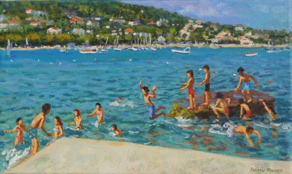 Sauter des rochers ; Cinque Terre, Positano, Italie, 2000
