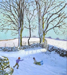 Grands arbres et traîneaux, Derbyshire, 2023 (huile sur toile)