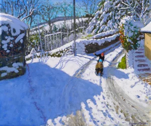 Luge à Wirksworth, Derbyshire, 2024 (huile sur toile)