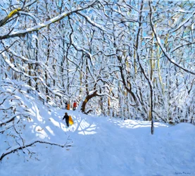 Luges jaunes et oranges, Allestree Park, Derby, 36 x 40, 2018