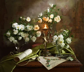 Des roses à la lueur des bougies et de la musique
