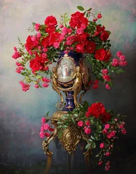 Roses élégantes et ouvragées