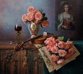 Roses élégantes et violon