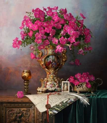 Pétunias et lettre d