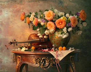 Roses romantiques et violon