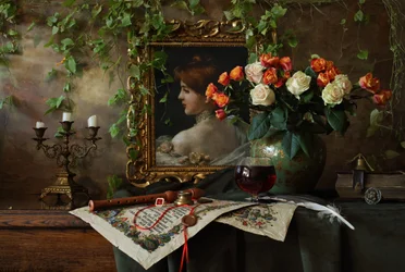 Portrait romantique en nature morte
