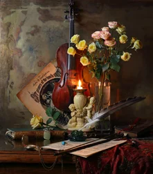 Nature morte romantique au violon