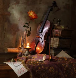 Violon romantique et rose
