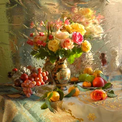 Récolte de fruits et de fleurs baignés de soleil