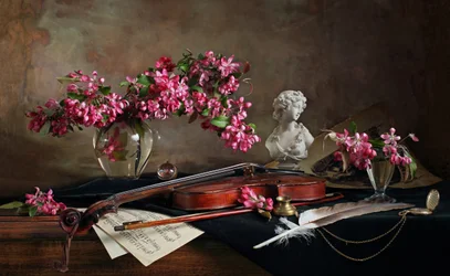 Nature morte au violon et aux fleurs